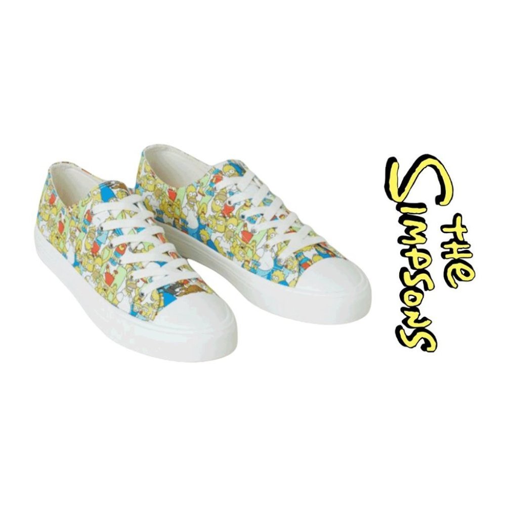 The Simpsons Patterned Sneakers Cotton White Streetwear Size 12